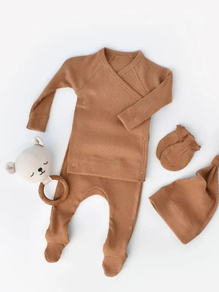 Økologisk babytøj 4-delt sæt (Brown)