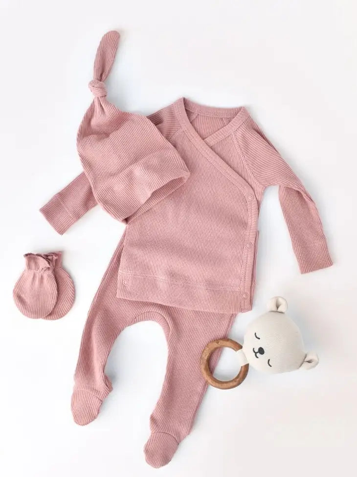 Økologisk babytøj 4-delt sæt (Rose)